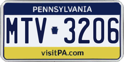 PA license plate MTV3206