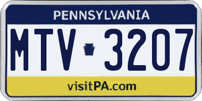 PA license plate MTV3207