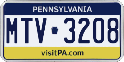 PA license plate MTV3208