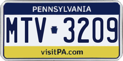 PA license plate MTV3209