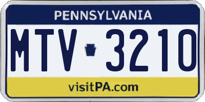 PA license plate MTV3210