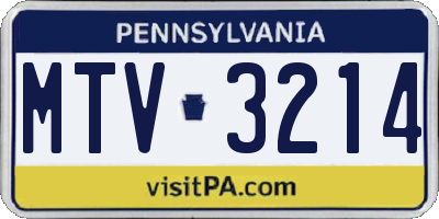 PA license plate MTV3214
