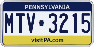 PA license plate MTV3215