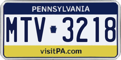 PA license plate MTV3218