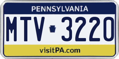PA license plate MTV3220