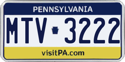 PA license plate MTV3222