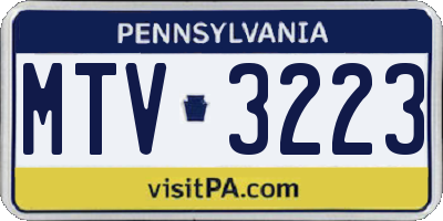 PA license plate MTV3223