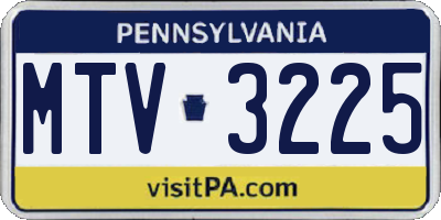 PA license plate MTV3225