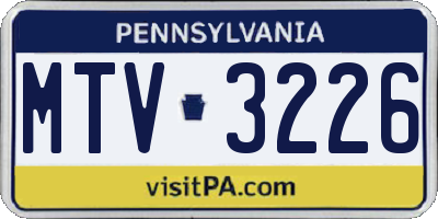 PA license plate MTV3226