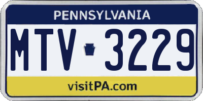 PA license plate MTV3229