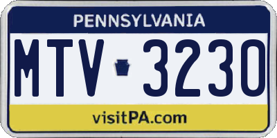 PA license plate MTV3230