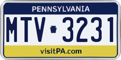 PA license plate MTV3231