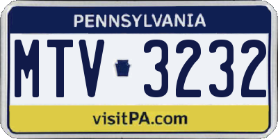 PA license plate MTV3232