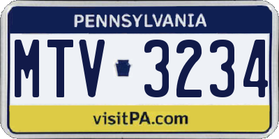 PA license plate MTV3234