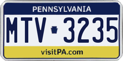 PA license plate MTV3235
