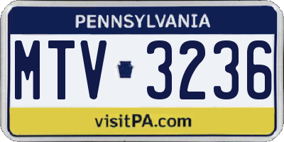 PA license plate MTV3236