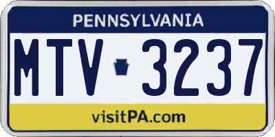 PA license plate MTV3237