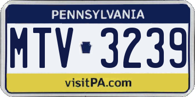PA license plate MTV3239