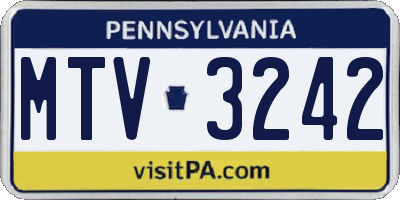 PA license plate MTV3242