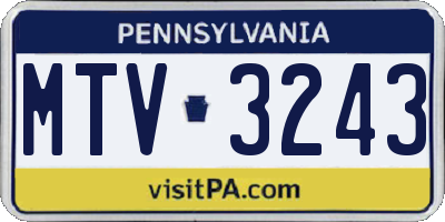 PA license plate MTV3243