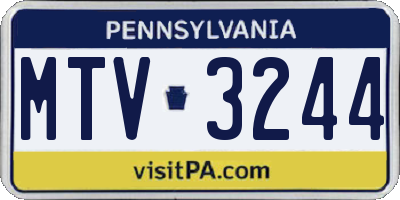 PA license plate MTV3244