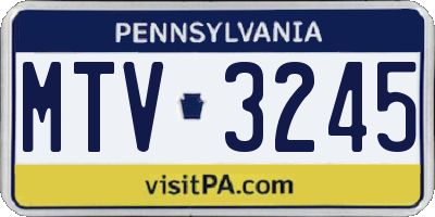 PA license plate MTV3245