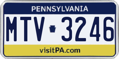 PA license plate MTV3246