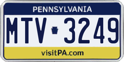 PA license plate MTV3249