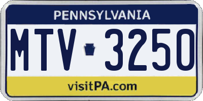 PA license plate MTV3250