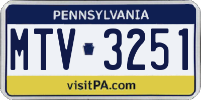 PA license plate MTV3251
