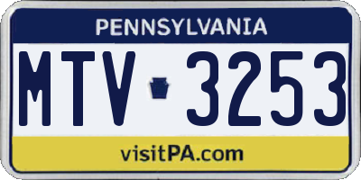 PA license plate MTV3253