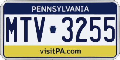 PA license plate MTV3255