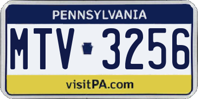 PA license plate MTV3256