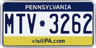 PA license plate MTV3262