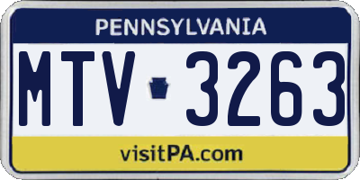 PA license plate MTV3263