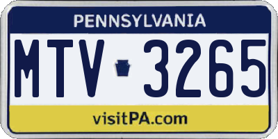 PA license plate MTV3265