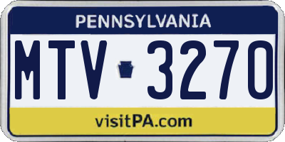 PA license plate MTV3270