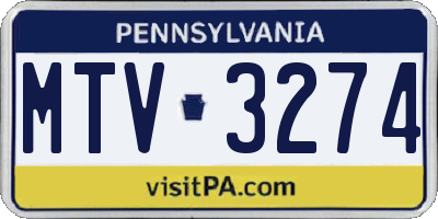 PA license plate MTV3274