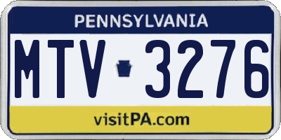 PA license plate MTV3276