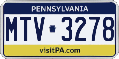 PA license plate MTV3278
