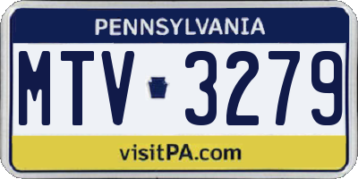 PA license plate MTV3279
