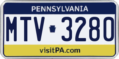 PA license plate MTV3280