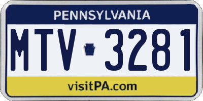 PA license plate MTV3281