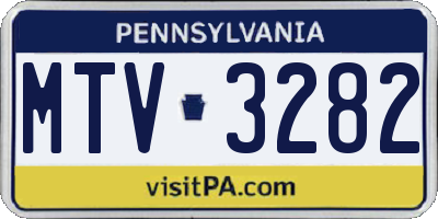 PA license plate MTV3282