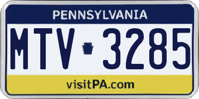 PA license plate MTV3285