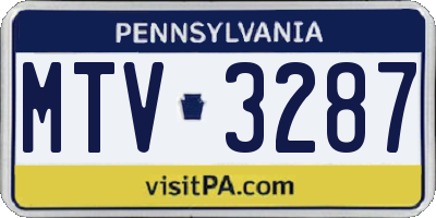 PA license plate MTV3287