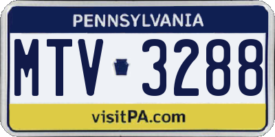 PA license plate MTV3288