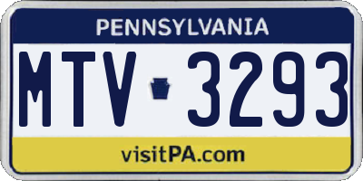 PA license plate MTV3293