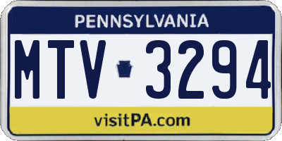 PA license plate MTV3294