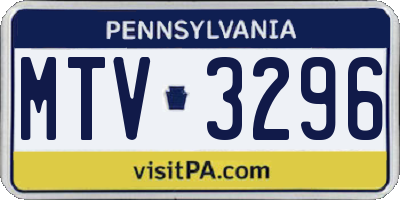PA license plate MTV3296